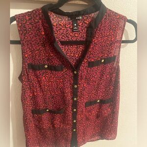 Aqua Women's‎ Red Leopard Print Sleeveless Top Size XS